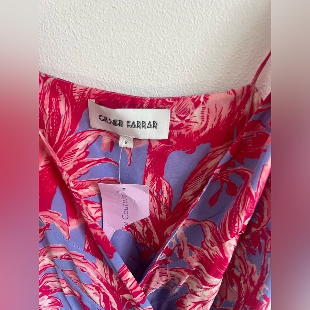Gilner Farrar Floral Purple Pink Silk Dress, size 6 - Picture 3 of 6